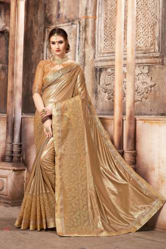 Fancy Embroidery Work Zarshi Saree  by Omanksh Fashion
