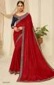 Fancy Designer Embroidered Silk Saree thumb 2