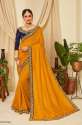 Fancy Designer Embroidered Silk Saree thumb 3