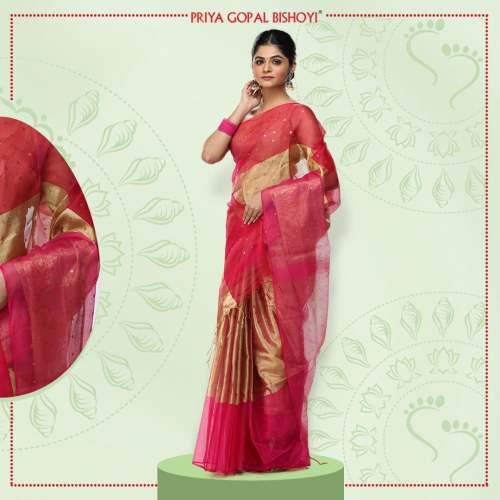 Indian Muslin Tissue Silk Saree  by Priya Gopal Bishoyi