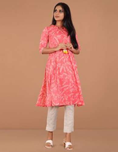 Get RMKV Silk Pink Bandhani Kurti At Online Price by R M K V Pillai Sons