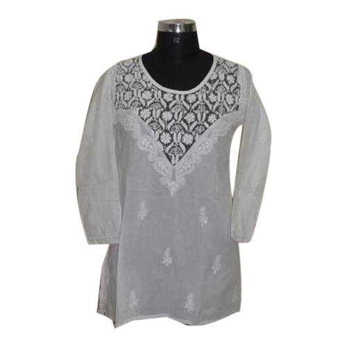 Cotton Hand Embroidered Casual Kurti by Zeenat Arts