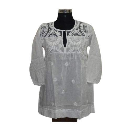 White Chikan Handwork Kurti