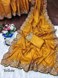 Beautiful Collection With Pure Blooming Silk Sarees With Embroiedry Work