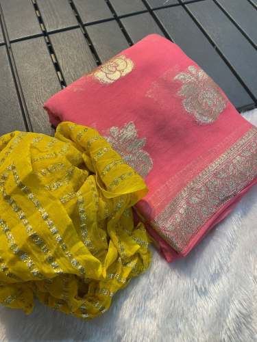 Branded Collection Of Viscose Georgette Saree With Running Contrast