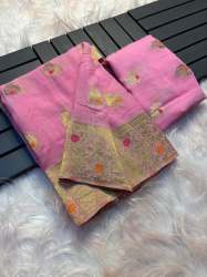 New Arrivals Pure Viscose Georgette Minkari Saree With Zari & Mina