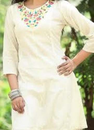 Embroidered Cotton Jacquard Kurtis
