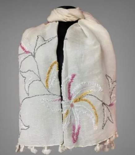 Designer Party Wear Linen Embroidered Stoles by G I Overseas