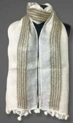 Off White Linen Hand Embroidered Stoles