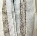 Off White Linen Hand Embroidered Stoles thumb 1
