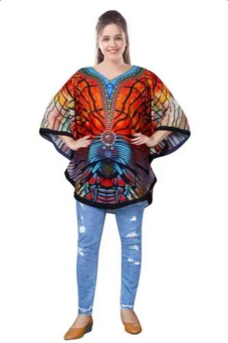 Black Color Digital Printed Poncho