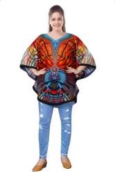 Black Color Digital Printed Poncho