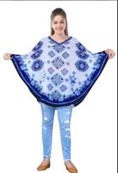 Blue Color Georgette Poncho For Ladies 