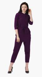 Plain Wine Maxi Jumpsuit by Fashion 2 Wear