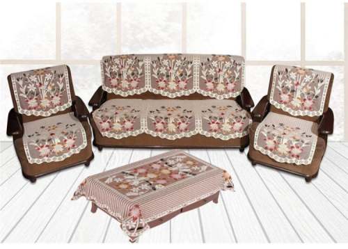 Three Flower Sofa with Center Table Cover (7pcs).  by anmol fabrics