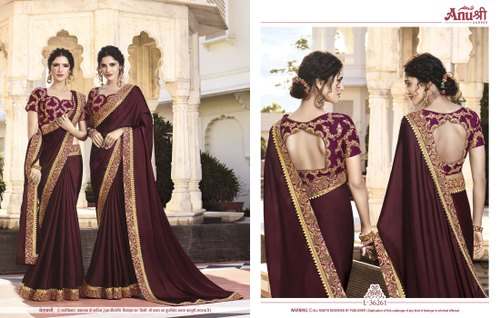 Anushree Sheded Color Lace Work Saree  by Anushree Sarees Pvt Ltd