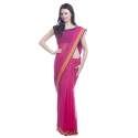 Pink Cotton Self Stripe Saree thumb 1