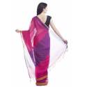 Pink Cotton Self Stripe Saree thumb 2