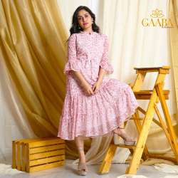 GAABA CHERRY BLOSSOM CHIFFON PRINTED DRESS
