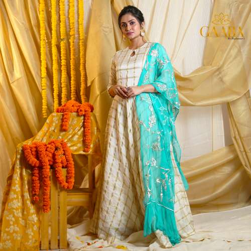 Gaaba Classy Long Dress With Dupatta And Belt