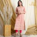 Gaaba Peach Cotton Gota Kurti thumb 2