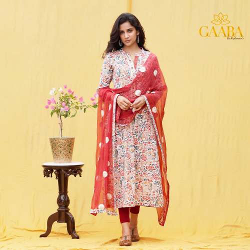 Gaaba Printed kurta With Chiffon Gota Dupatta by Shree Padma Merchants Pvt Ltd