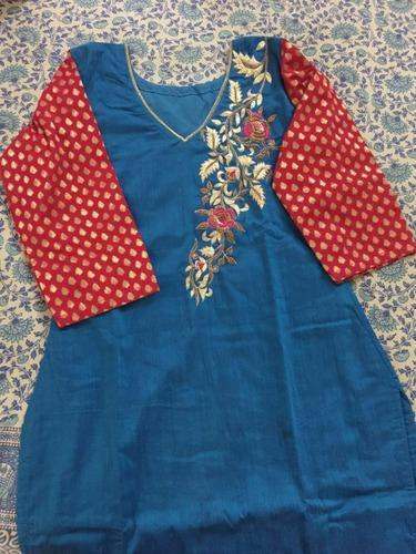 Hand Embroidered Resham Work Kurti  by Indian Trousseau
