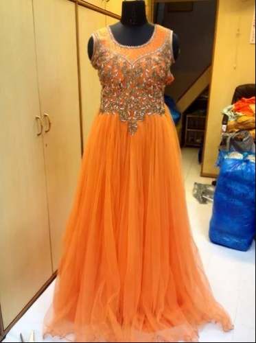 Bridal Orange Anarkali Suit For Women by Tanzeib Art