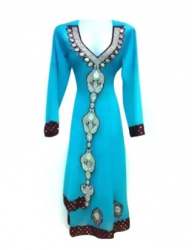Sky Blue Embroidery Stone Work Unstitch Suit