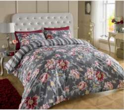 Floral print Teal Poly cotton  Double Bedsheet
