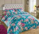 Floral print Teal Poly cotton  Double Bedsheet thumb 3