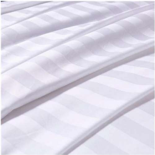 Stripe White 100 %  cotton Bed Sheet Fabric  by Shivam Mills