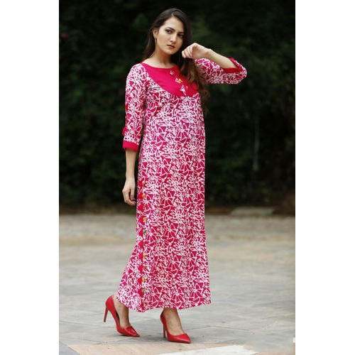 pink long straight kurti by Aakruti Creations