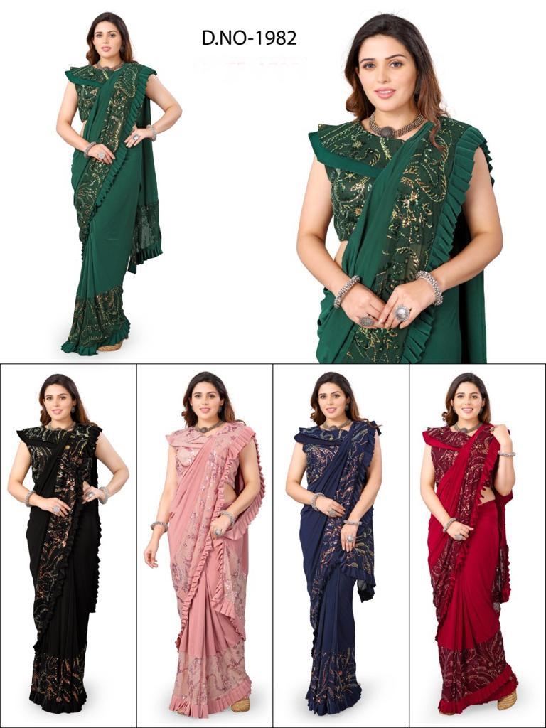 readymade sarees with blouse by Ethnic Export