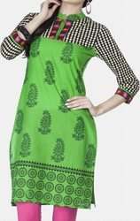 Green Paisley Printed Formal Kurti