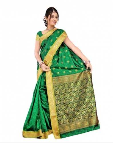 Latest Green Pure Silk Saree For Women by Arun Surya Tex