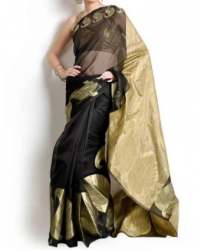 Stylish Black Cotton Saree For Women
