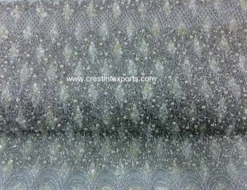 Beaded Zari Work Fabric  by Crest International Exports