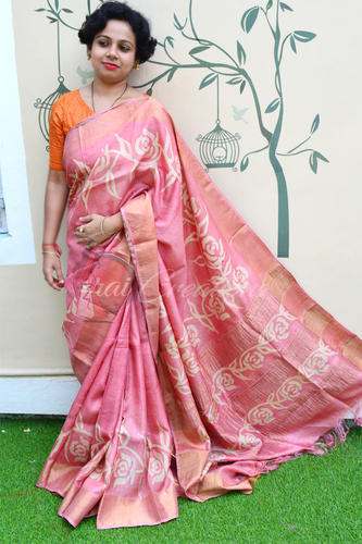 Pure Zari Tussar Silk Saree From Kolkata  by Glamours Town
