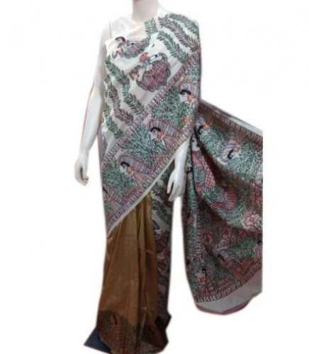 New Collection Half Printed Saree For Women by Madhumitas Fabric