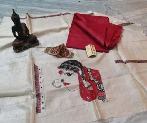 Ladies Madhubani Print Saree With Madhubani Print Blouse by Nimbarg