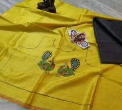 Pure Tussare Madhubani Saree with Madhubani Print Blouse