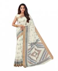 RAJGURU Chanderi Off White Saree 
