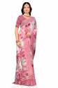Pink Floral Printed Soft Saree with Designer Blouse thumb 1