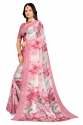 Pink Floral Printed Soft Saree with Designer Blouse thumb 3