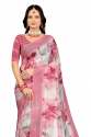 Pink Floral Printed Soft Saree with Designer Blouse thumb 4