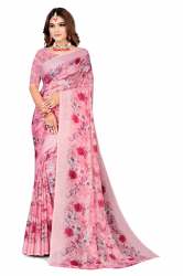Stylish Multi Color Floral Design Saree with Matching Blouse
