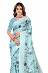 Trendy Floral Print Georgette Saree