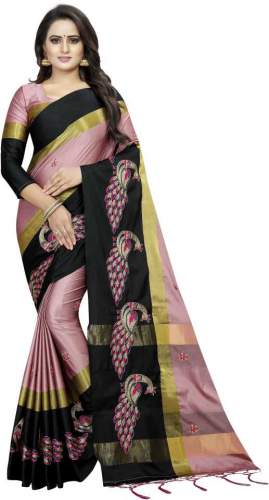 Get Embroidered Cotton Saree By Shreeji Designer by Shreeji Designer