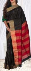 Designer Black Jute Silk Saree 
